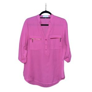 ICY Fashion V Neck Magenta Blouse - Size 1X